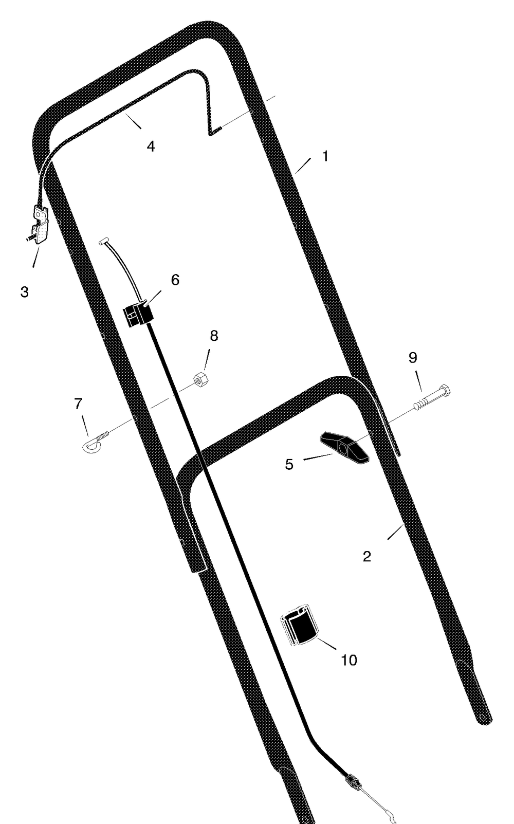 Handle Assembly Diagram and Parts List for 225130X00A 2001 Briggs and Stratton Lawn Mower